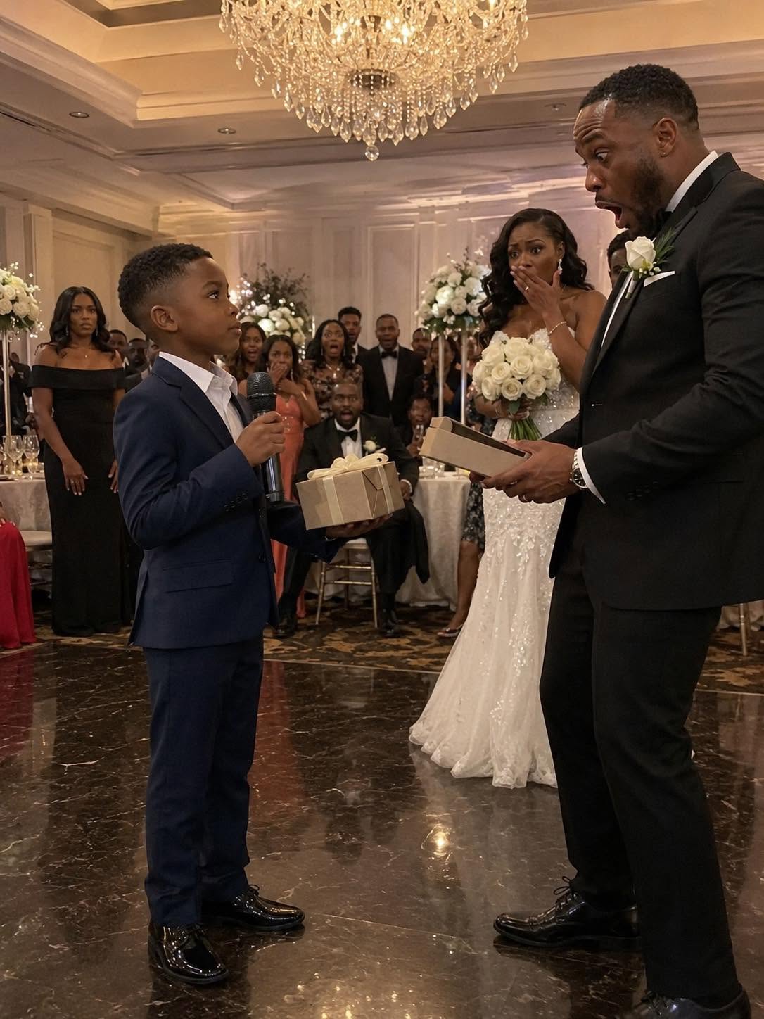 My ex-husband cheated on me, left me and our son, and still invited us to his wedding. During his speech, he laughed and said, “Leaving that trash was the best decision of my life!” The crowd burst into laughter. Then my son calmly took the microphone. “I brought a special gift for you, Dad,” he said, handing him a box. When my ex opened it, his scream silenced the entire room.