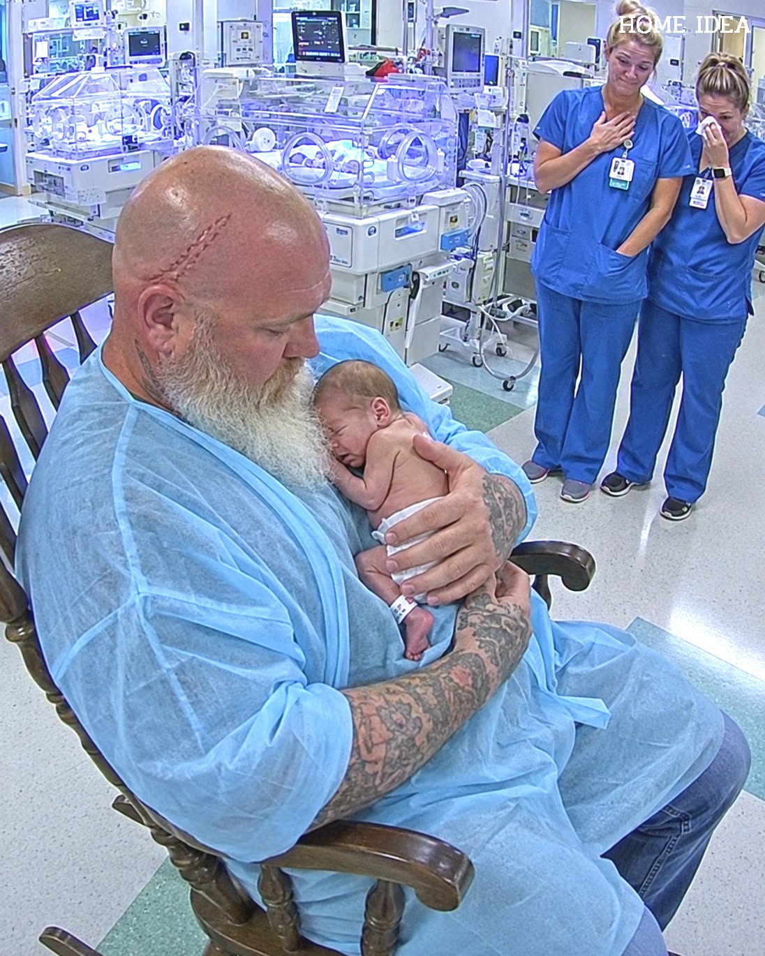 The Giant Biker Sat With the Baby Nobody Visited – Then a Nurse Noticed What Was Written on His Wrist