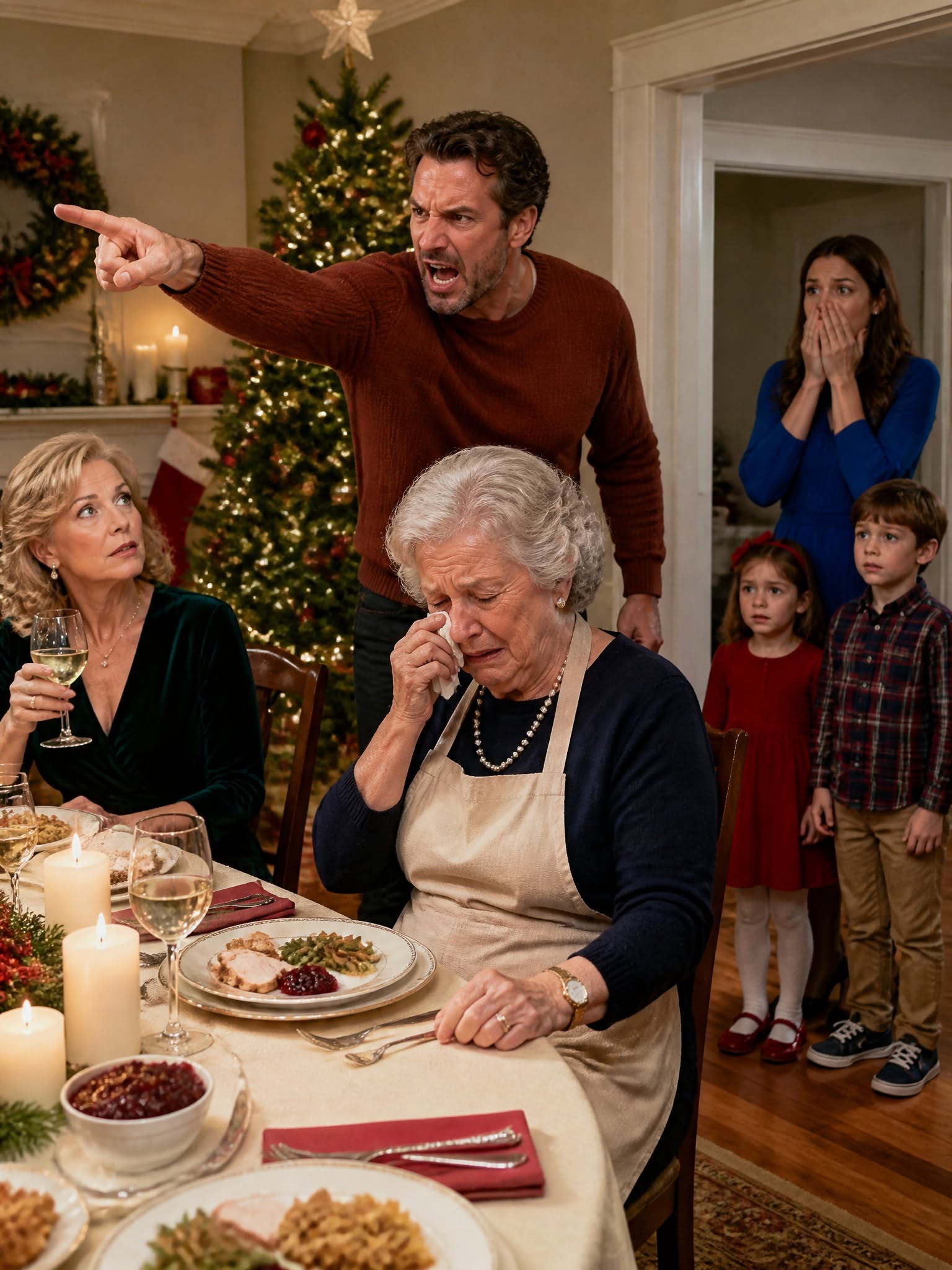 At Christmas dinner, in the house I had owned for thirty-one years, my son-in-law pointed at my chair and said, “You can’t sit there.” His mother was already sitting in my place, drinking my wine, at the table I had spent two days preparing. My daughter looked down, too afraid to defend me. So I picked up my coat and left them with the meal—but not the house.